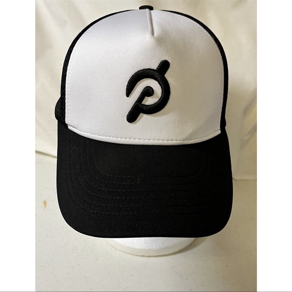Peloton Black And White Hat Embroidered Logo & Adjustable Strapback Workout